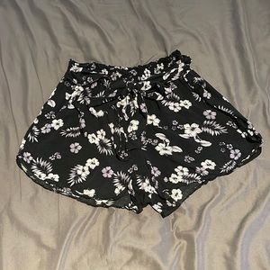 Shosho Floral Flowy Front Tie Shorts
